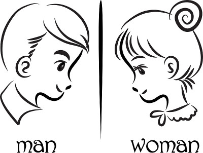 卡通的男孩和女孩的脸