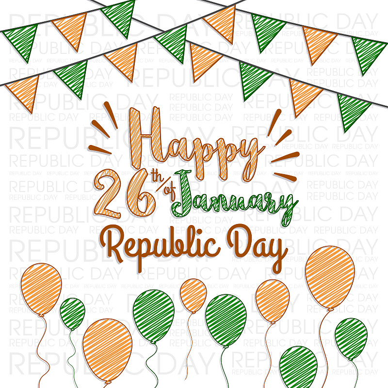 印度共和国日插图，1月26日。