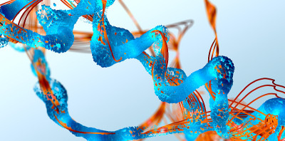 氨基酸链或生物分子称为蛋白质- 3d插图