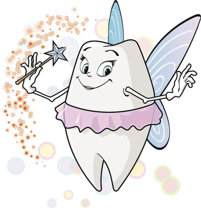 可爱的牙仙子和她的魔杖。