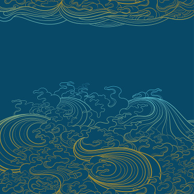 矢量背景波浪在传统的东方风格。