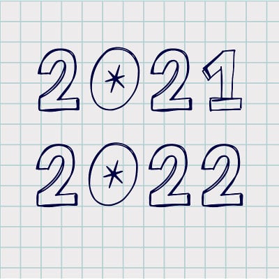 用矢量涂鸦笔刷制作的2021数字。手绘年画二、零号、素描人物