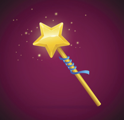 魔杖闪烁的星星。向量