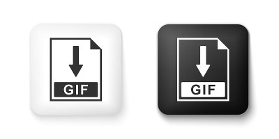 Black and white GIF file document icon. Download G