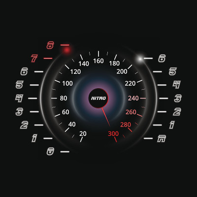 现代汽车速度计和转速表。赛车背景。向量eps10。
