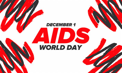 World Aids Day. Red ribbon symbol. Awareness and p