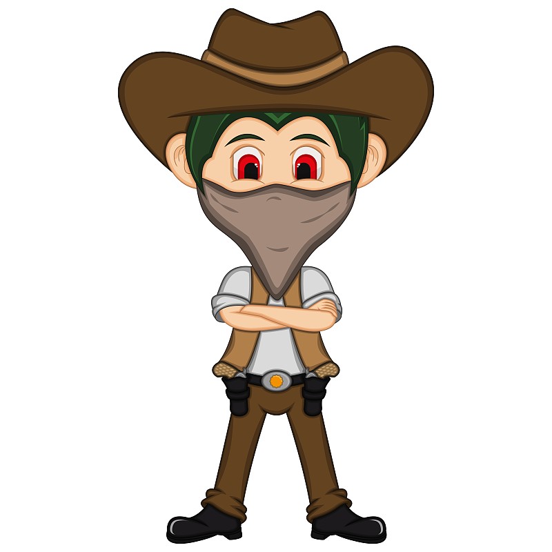 Cowboy stood with folded arms cartoon vector illus