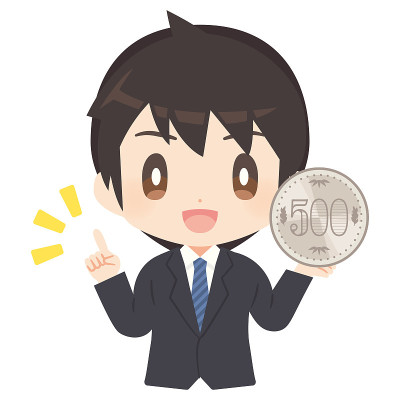 500日元大硬币|商人|上班族|插图