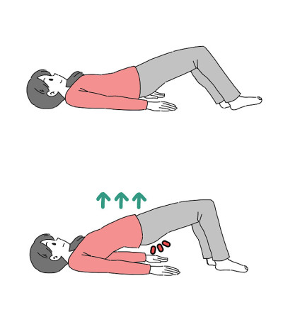 尿漏:一位妇女做盆底肌练习的插图材料