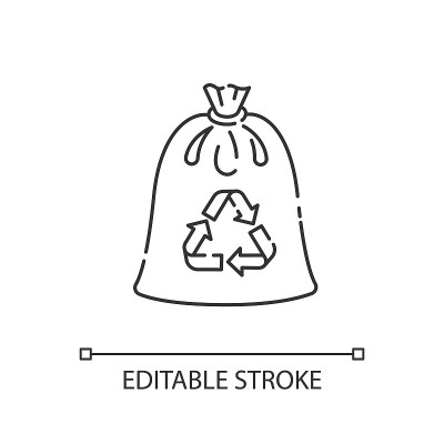 Compostable trash bag linear icon
