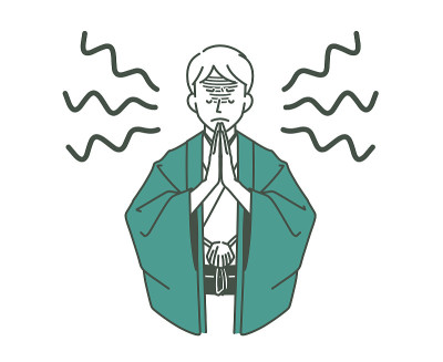 一名身穿和服的男子绝望地祈祷