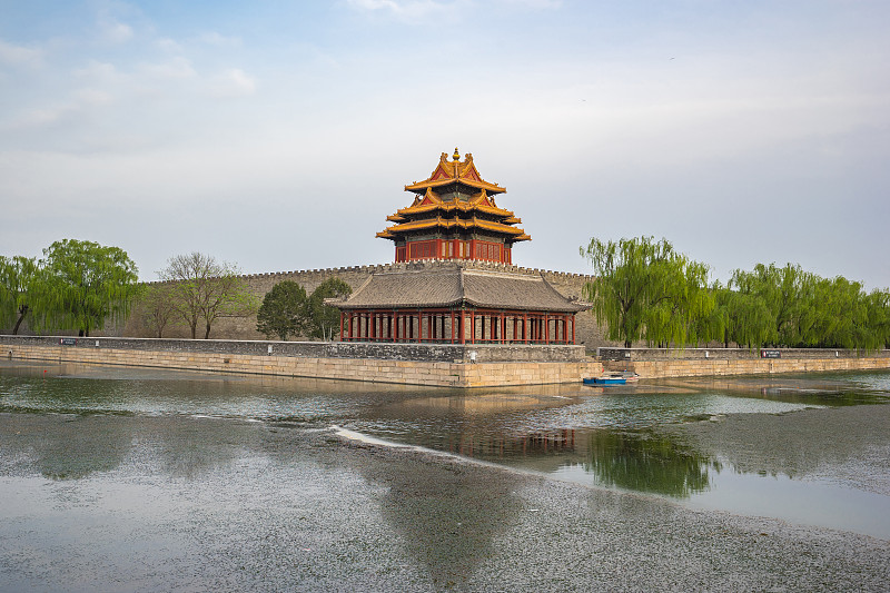 中国北京紫禁城地标角楼。