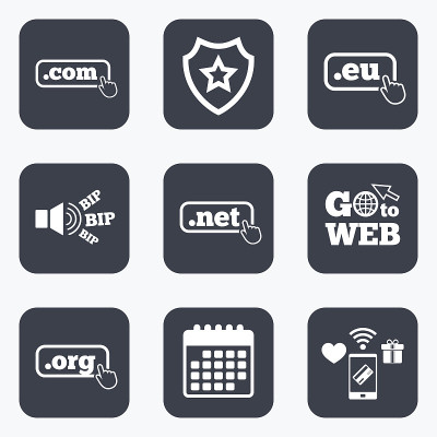 顶级域名的迹象。Com, Eu, Net和Org。