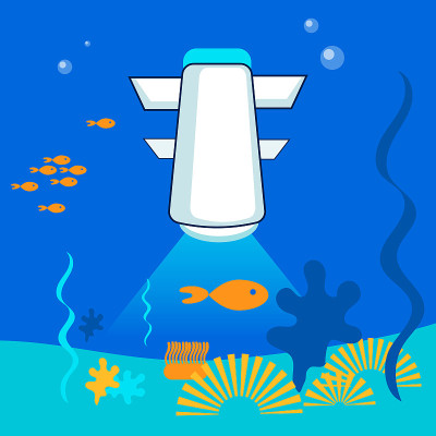 海洋机器人研究员平面矢量插图