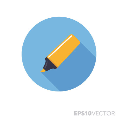 Yellow highlighter flat design long shadow color v