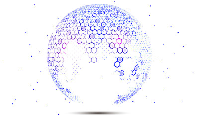 Hexagonal vector grid globe representing high tech