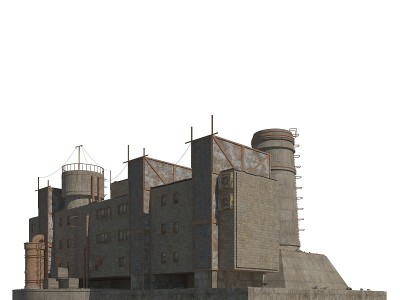工业建筑的未来概念孤立在白色背景的3d插图
