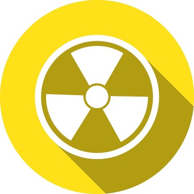 危险，危险的核图标。放射性的迹象。危害图标。注意标志，铀插图。原子的迹象
