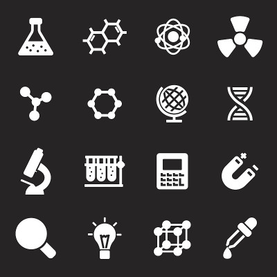 向量白色科学图标集