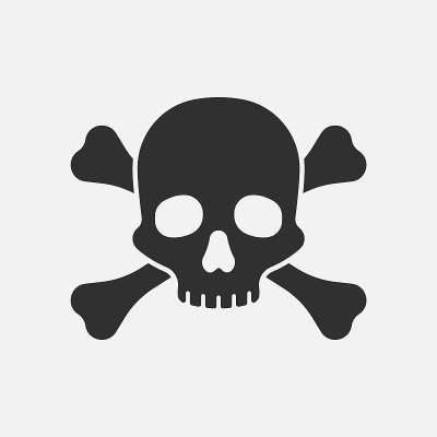 Skull with bones isolated on white background. Vec