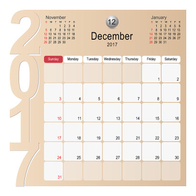 2017年12月日历规划设计