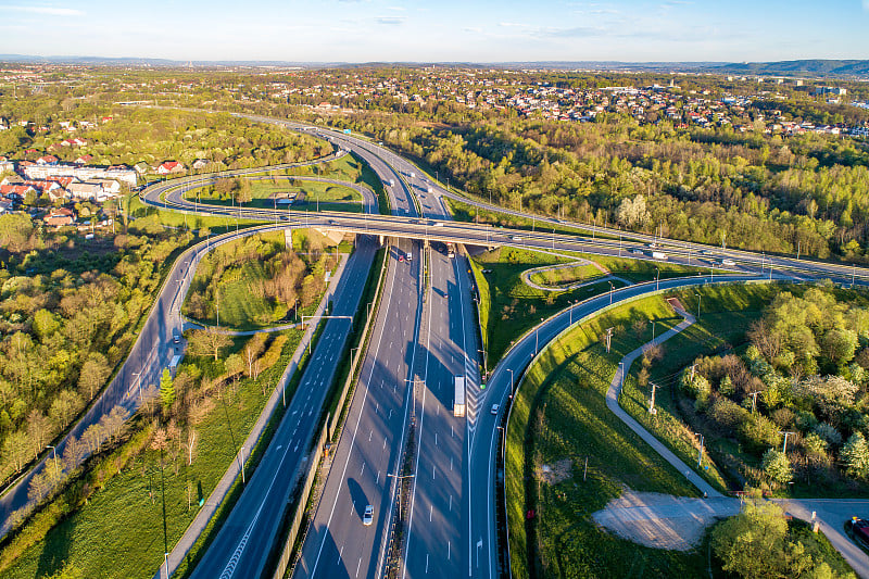 多层高速公路在Kraków，波兰