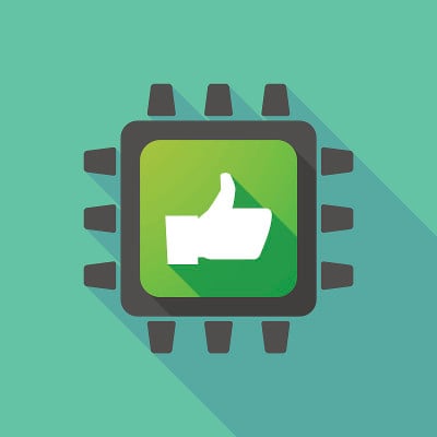 CPU图标与拇指手