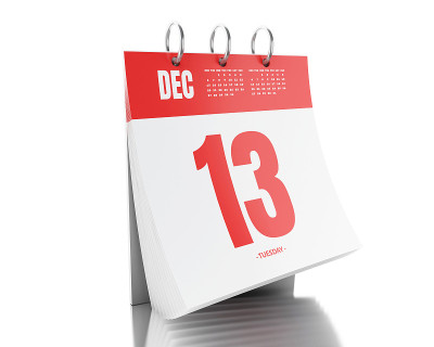 3d日日历，日期为2017年12月13日