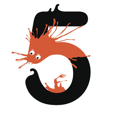 五数字与怪物的插图。设计数据集。