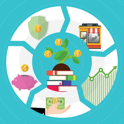 Financial literacy course concept. design by the b