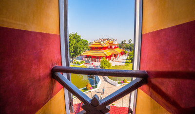 Phra Thinang Wehart Chamrun在Bang Pa-In皇宫或颐和园在大城府，泰