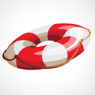 Cartoon striped sea lifebuoy icon. Vector illustra