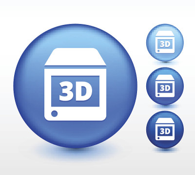 3D打印机上的蓝色圆形按钮