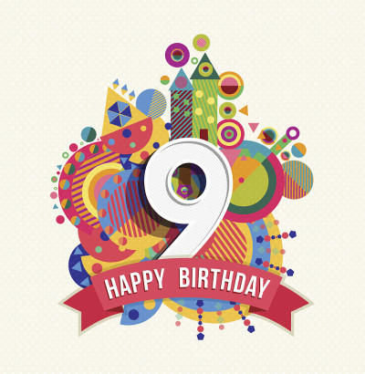 生日快乐9年贺卡海报颜色