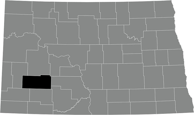 美国北达科他州斯塔克县的位置地图