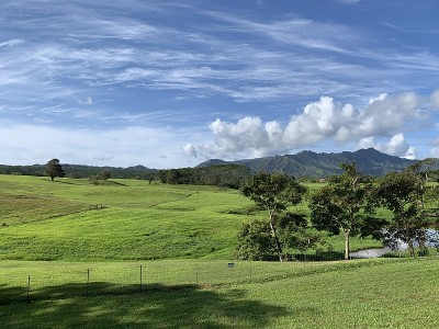 考艾岛广阔而美丽的农场和山脉