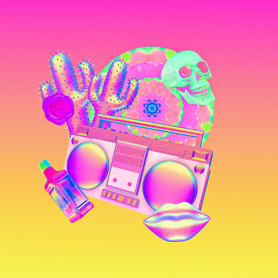 极简风格的拼贴艺术。墨西哥party海报设计
