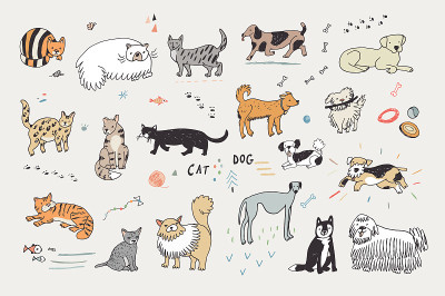 cats and dogs set