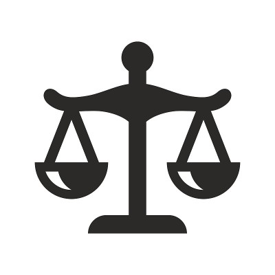 的图标。象征着法律和正义。平衡。
