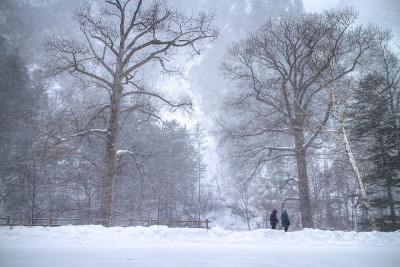 日本北海道的雪山