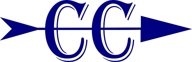 蓝色字母CC和蓝色箭头代表越野跑队