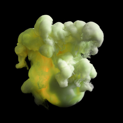 美丽的爆炸，烟雾和火焰。3d插图，3d渲染。