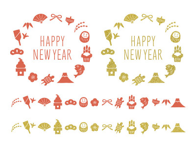 Japanese new year's goods frame and line