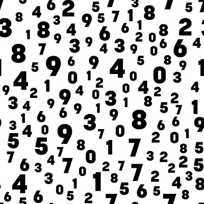 数字无缝图案背景。黑色数字镶嵌。向量壁纸