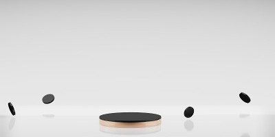 粉红金色产品展示架黑色切割白色背景极简风格3d插图