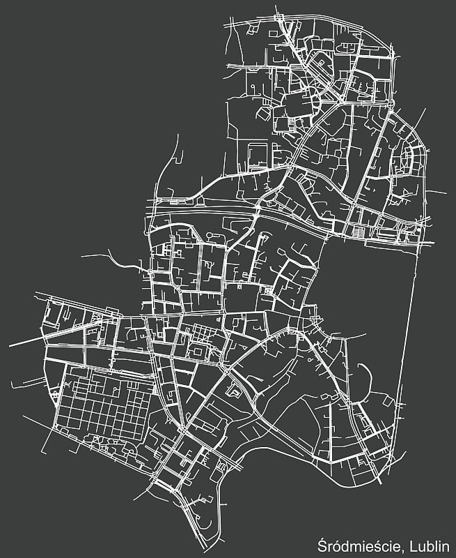 波兰卢布林Śródmieście区黑暗负街道地图