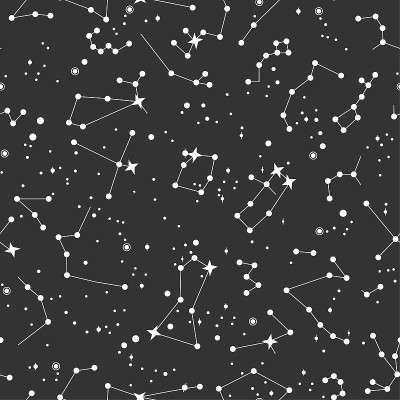 明星元素模式。矢量无缝恒星星座背景。空间/宇宙/黄道带/宇宙元素墙纸。天文学和占星术对象。用于织物、