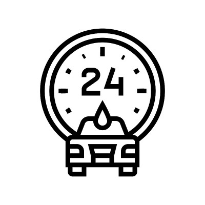 日夜工作洗车服务线图标矢量插图
