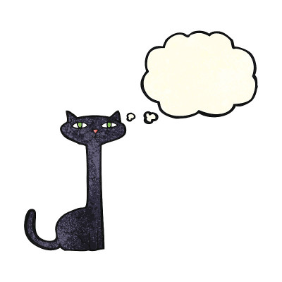 卡通黑猫与思想泡泡