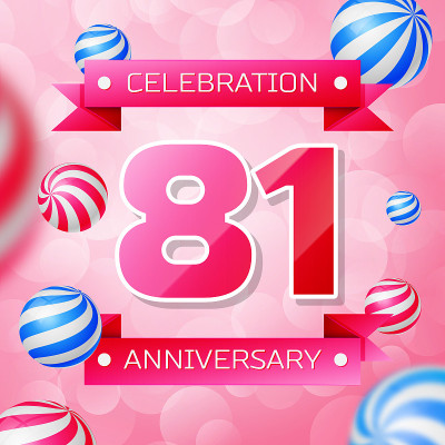 Realistic Eighty one 81 Years Anniversary Celebrat